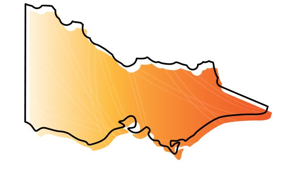Map of Victoria highlighting Phantom Electrical's service area including Melbourne and wider Victoria